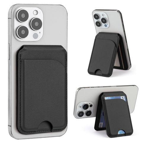 MagSafe Magnetic Leather Wallet with Adjustable Phone Stand – Compatible with iPhone 17/16/15/14/13/12 Series - Slim Design