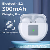 Wireless Earbuds, 5.2 Bluetooth Headphone, Sem in Ear with Dual Mic Noise Cancelling, 30Hrs Playtime, Stereo Sound, IP54 Waterproof, Lightweight, 300mAh Battery Wireless Charging Case White