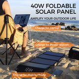 Model: SFZD-40 - Portable Foldable Solar Panel  for Charging - 40W 18V w/ 3 Outputs - High Conversion Efficiency