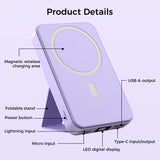 10000mAh Portable Magnetic Wireless Charge Power Bank w/ Phones Stand