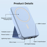 10000mAh Portable Magnetic Wireless Charge Power Bank w/ Phones Stand