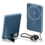 Ultra-thin Magnetic Power Bank, 5000mAh capacity – Type-C USB PD20W fast charge and 15W wireless - foldable stand and LED Display