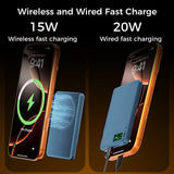 Ultra-thin Magnetic Power Bank, 5000mAh capacity – Type-C USB PD20W fast charge and 15W wireless - foldable stand and LED Display