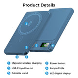 Ultra-thin Magnetic Power Bank, 5000mAh capacity – Type-C USB PD20W fast charge and 15W wireless - foldable stand and LED Display