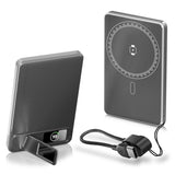 Ultra-thin Magnetic Power Bank, 5000mAh capacity – Type-C USB PD20W fast charge and 15W wireless - foldable stand and LED Display