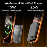 Ultra-thin Magnetic Power Bank, 5000mAh capacity – Type-C USB PD20W fast charge and 15W wireless - foldable stand and LED Display