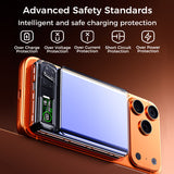 Ultra-thin Magnetic Power Bank, 5000mAh capacity – Type-C USB PD20W fast charge and 15W wireless - foldable stand and LED Display