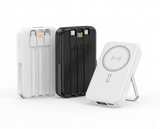 10000mAh Magnetic Power Bank w/ Stand- 3 Built-in Cables & Wireless Charging