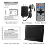 Model: CD802 - 8" Digital Photo Frame - Multimedia - Photo/Video/Music - Internal Memory + Use USB and SD Cards