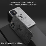 Alpha Digital Luxury Soft Texture Deer Patterned TPU Cloth Protective Case for iPhone 12 & iPhone Pro, Dirt-resistant, Anti-Shock, Anti-Fingerprint, Full Body Protective