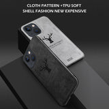 Alpha Digital Luxury Soft Texture Deer Patterned TPU Cloth Protective Case for iPhone13, Dirt-resistant, Anti-Shock, Anti-Fingerprint, Full Body Protective