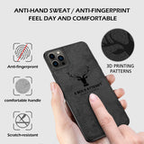 Alpha Digital Luxury Soft Texture Deer Patterned TPU Cloth Protective Case for iPhone13 Pro Max, Dirt-resistant, Anti-Shock, Anti-Fingerprint, Full Body Protective