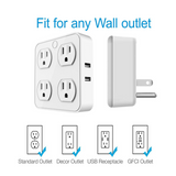 Wireless Wall Tap Smart Plug, Surge Protector, 4 Outlet Extender with 4 USB Charging Ports, Compatible with Alexa Google Assistant, no Hub Required (4 Outlets,4 USB Ports),ETL Certified
